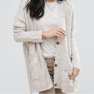 Free People Slouch Boucle Cardigan Oatmeal Small